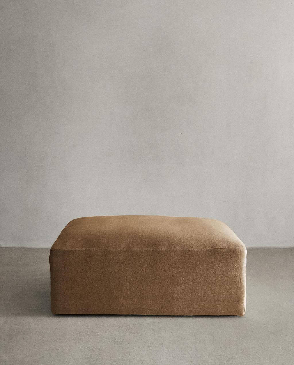 WASHED LINEN FOOTSTOOL