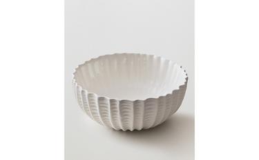 STONEWARE SALAD BOWL WITH RAISED DESIGN