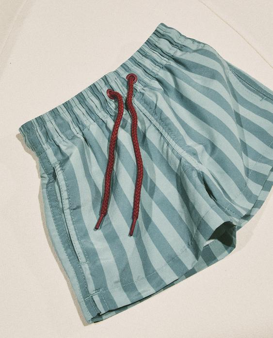 KIDS' STRIPED SWIMMING TRUNKS
