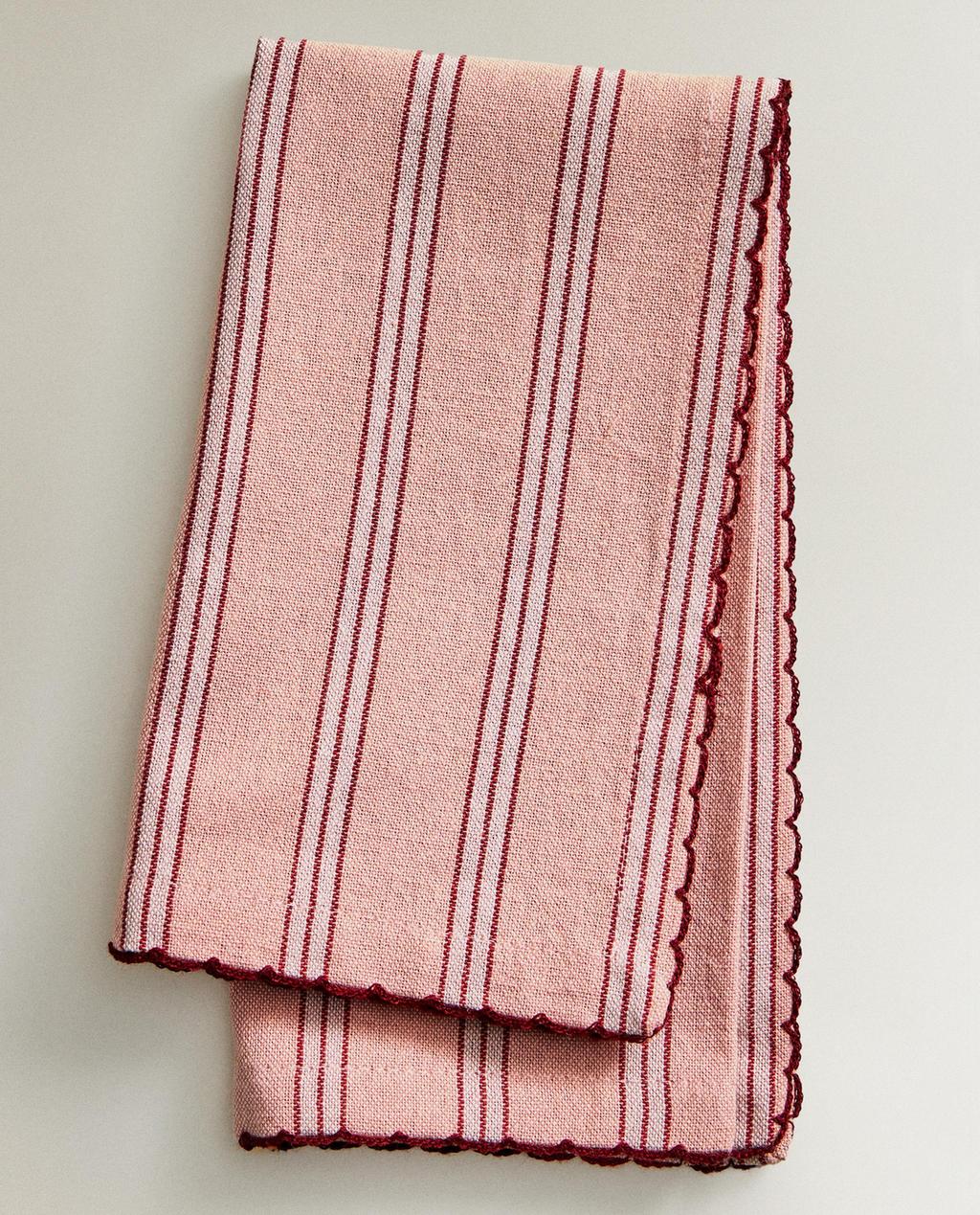 STRIPED COTTON NAPKIN WITH SCALLOPED EDGE (PACK OF 2)