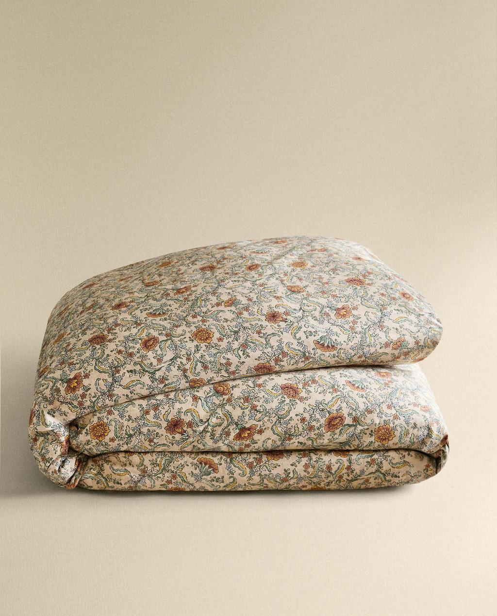 FLORAL PRINT SATEEN DUVET COVER (300 THREAD COUNT)