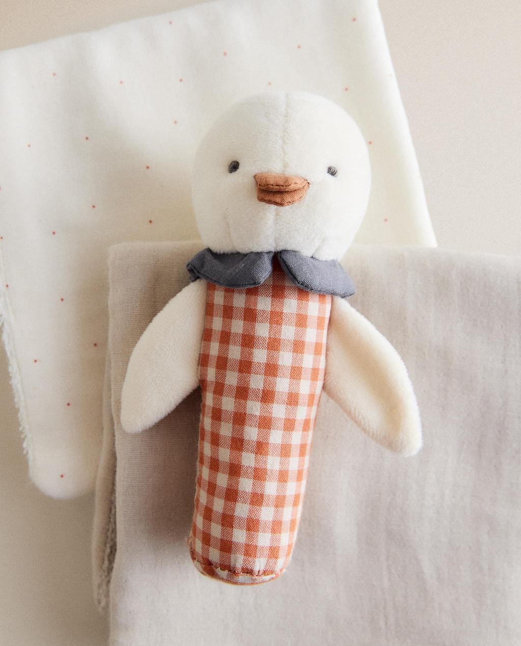 KIDS' DUCK SOFT TOY RATTLE