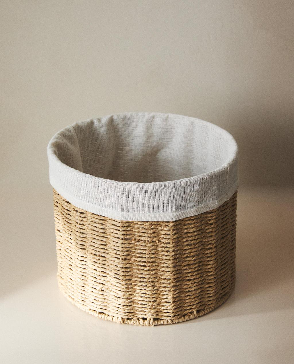 ROUND BASKET WITH COTTON LINING