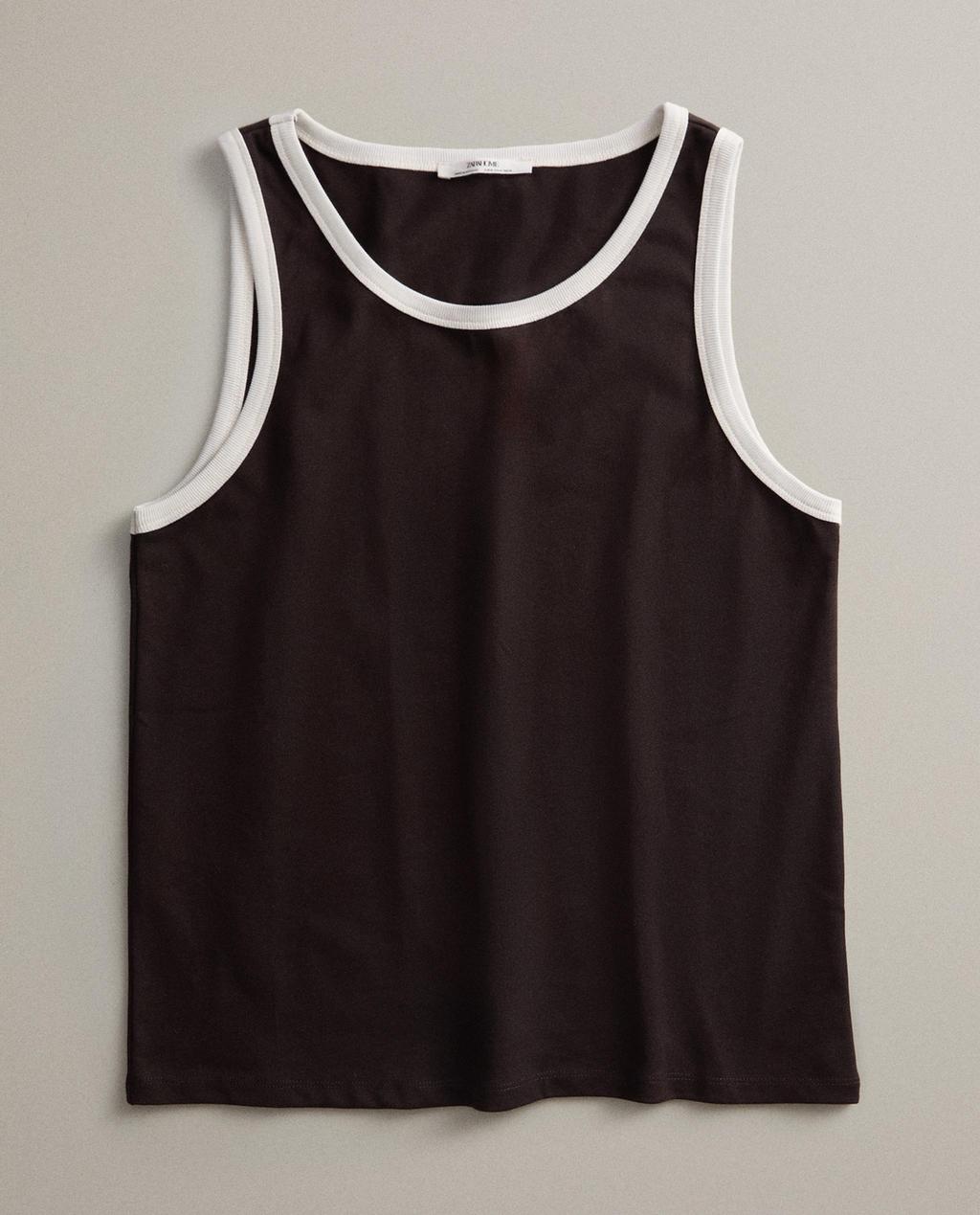 Ensemble T-shirt à bretelles, bordure contrastante