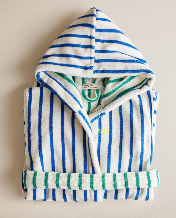 PEIGNOIR ENFANT RAYURES RÉVERSIBLE