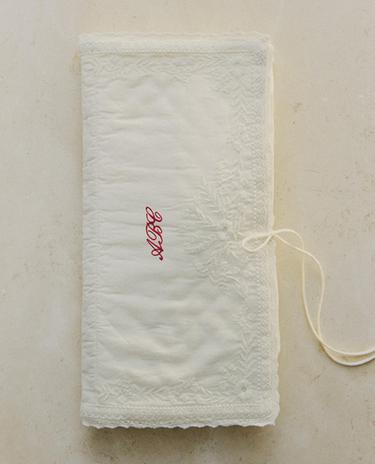 EMBROIDERED COTTON LINGERIE BAG