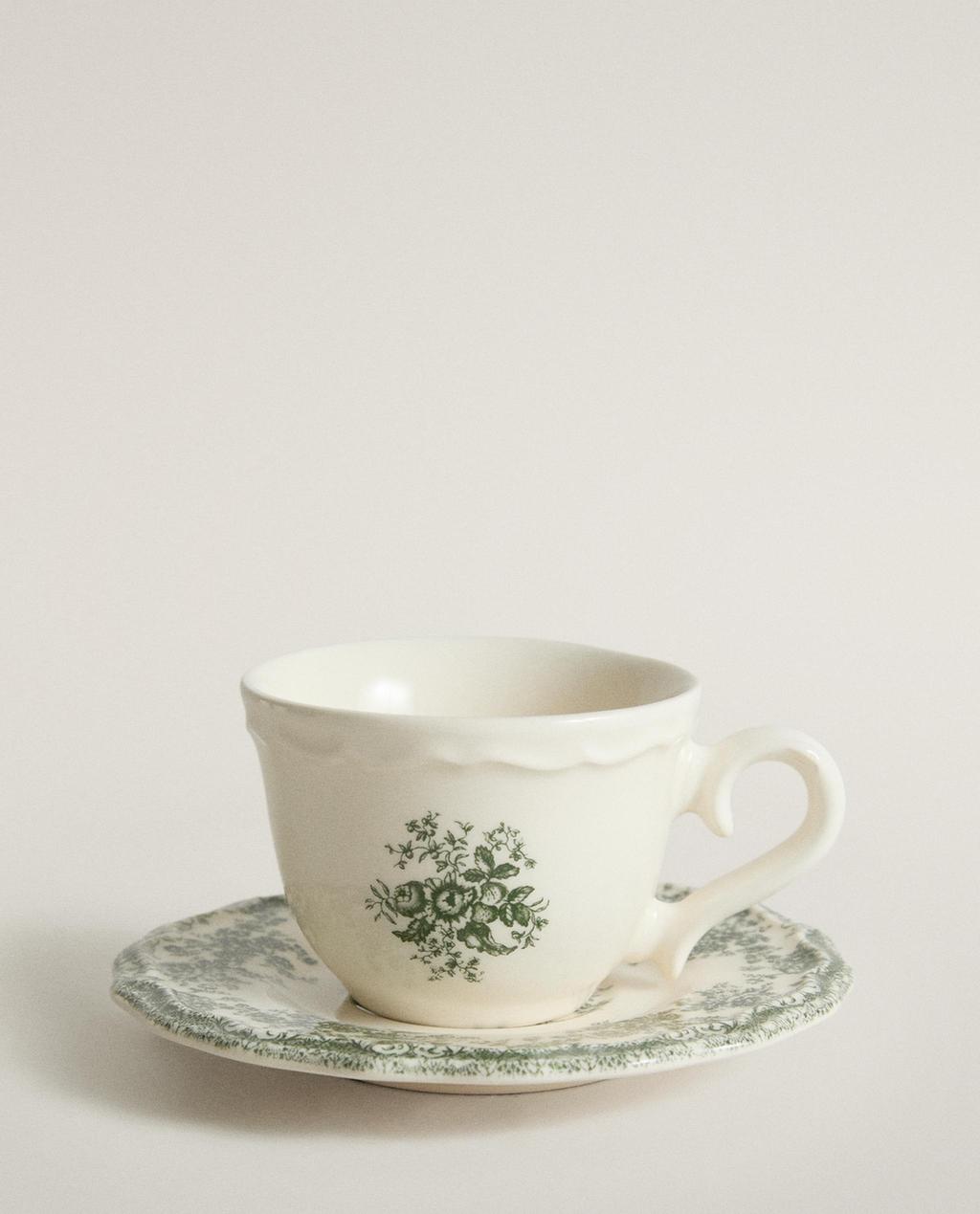FLORAL COFFEE CUP AND SAUCER