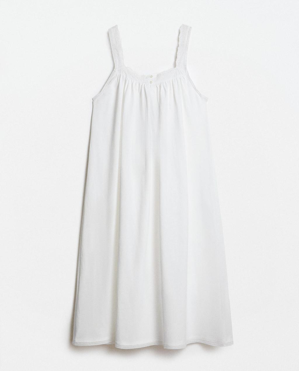 COTTON NIGHTDRESS WITH LACE TRIM