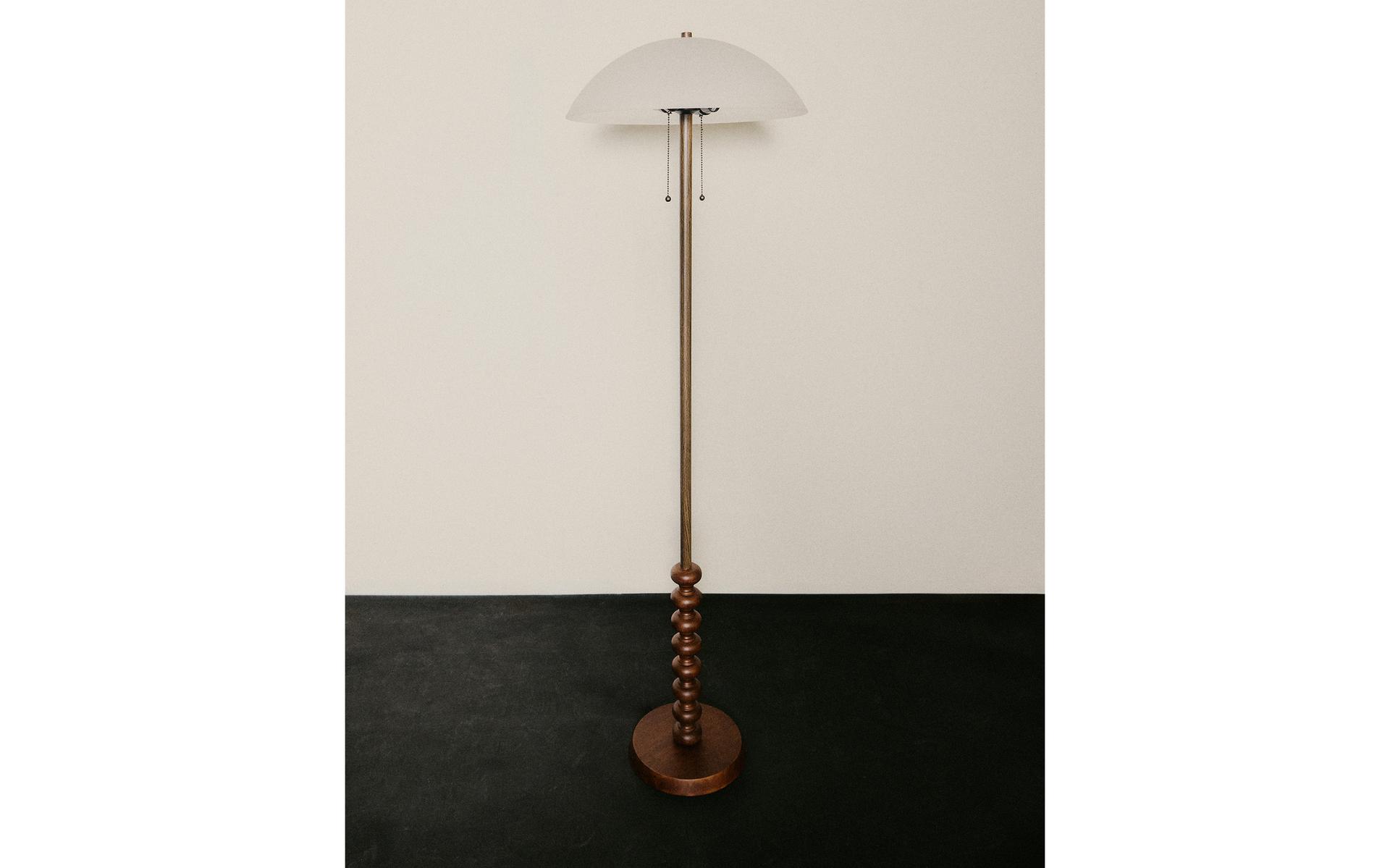 STEHLAMPE GLAS UND HOLZ