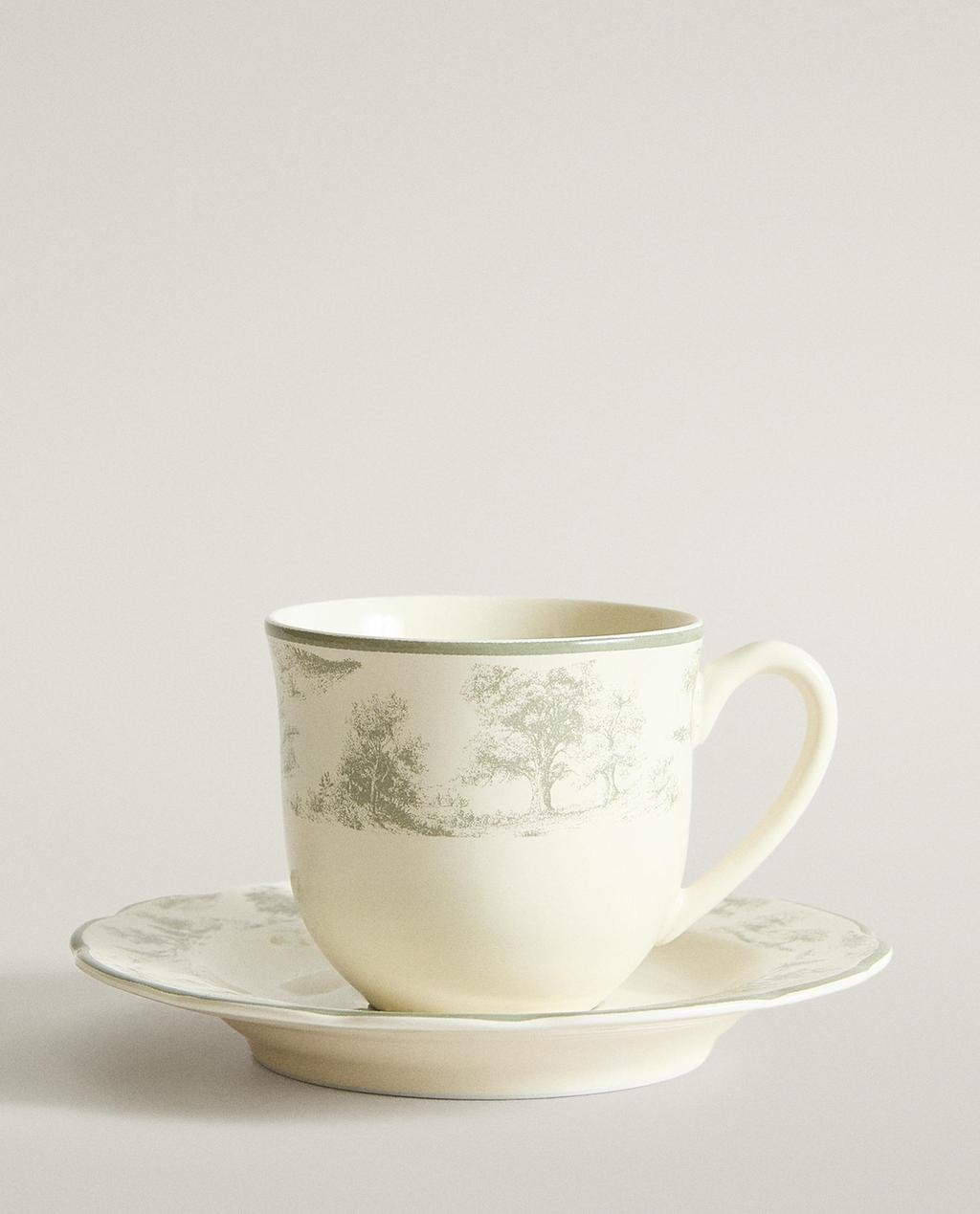 TOILE PORCELAIN COFFEE CUP AND SAUCER