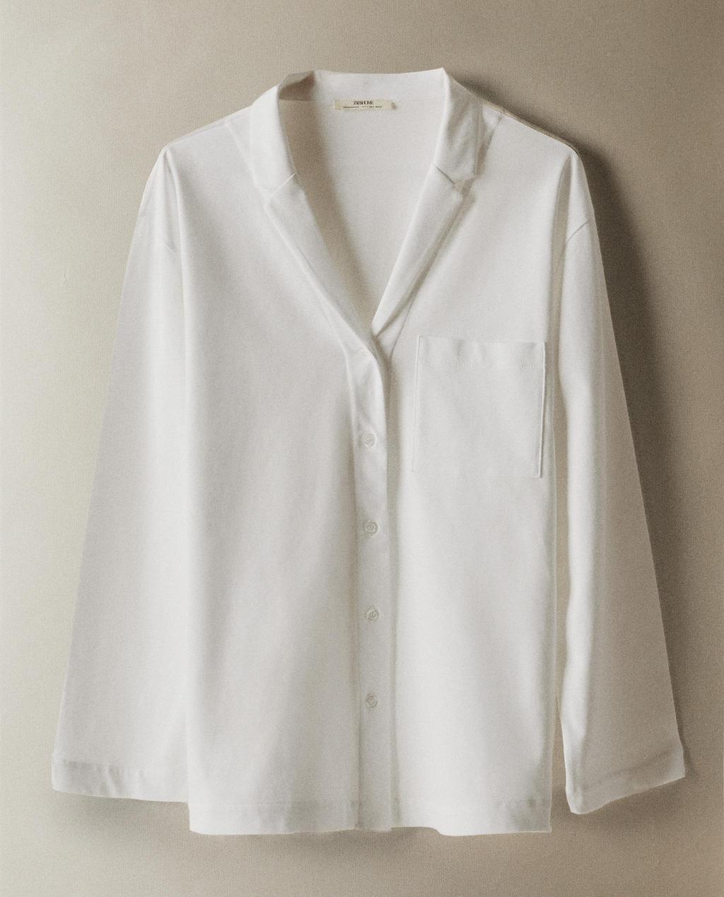 LONG SLEEVE SHIRT WITH LAPEL SNOOD