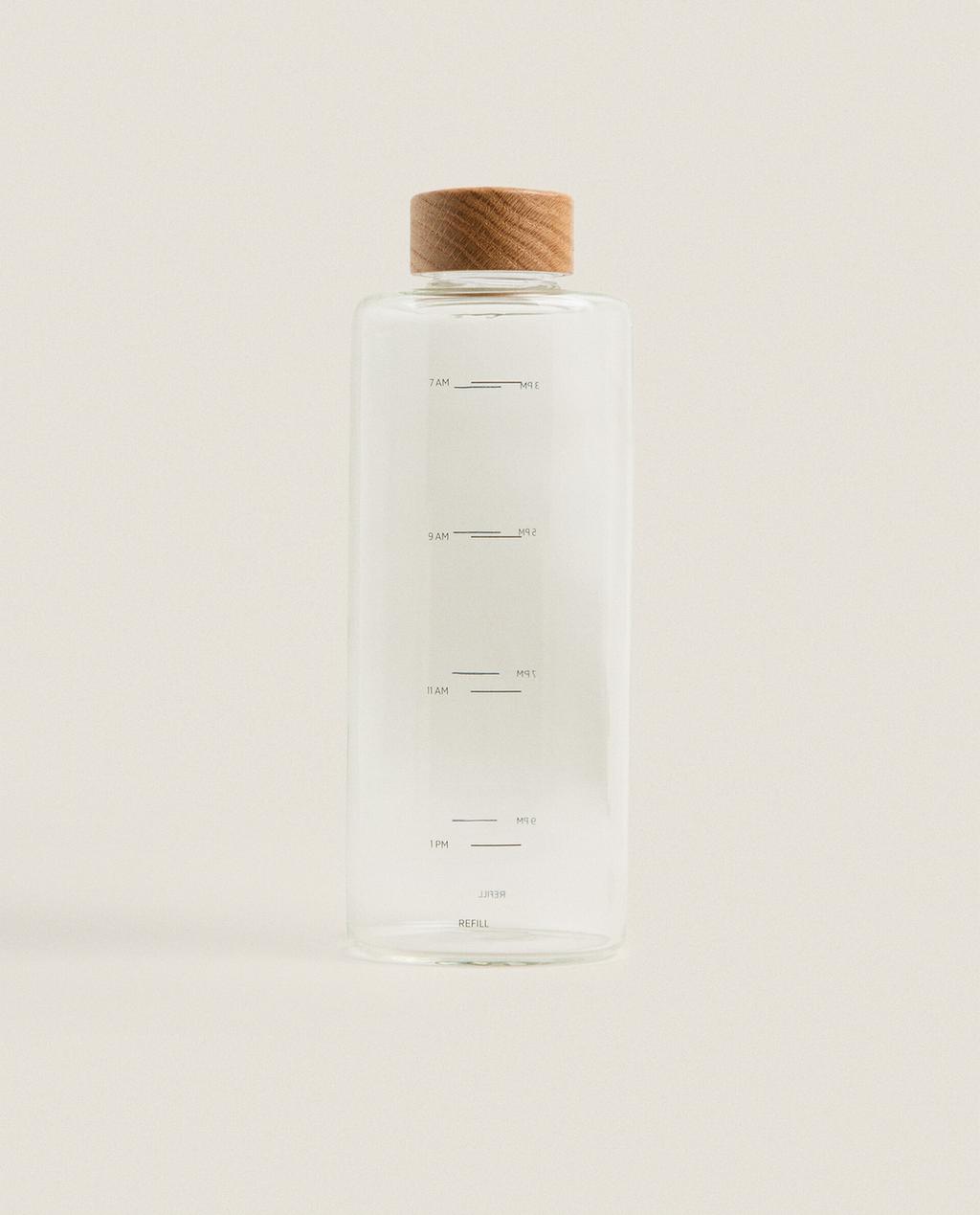 FLASCHE AUS BOROSILIKATGLAS MIT EICHENHOLZ