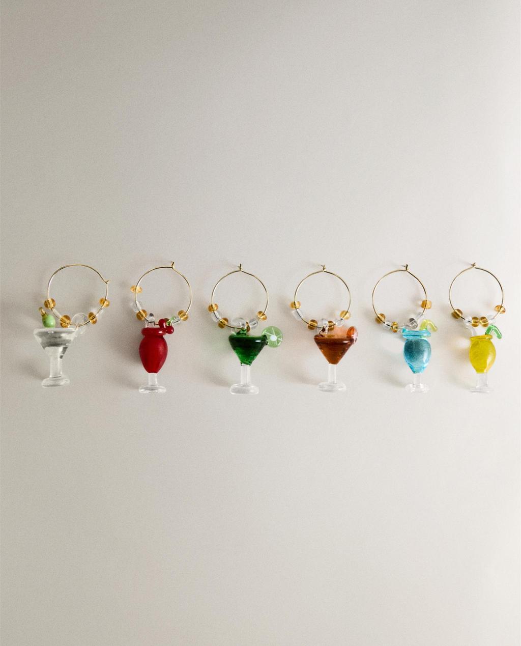 PACK OF GLASS COCKTAIL CHARMS (PACK OF 6)