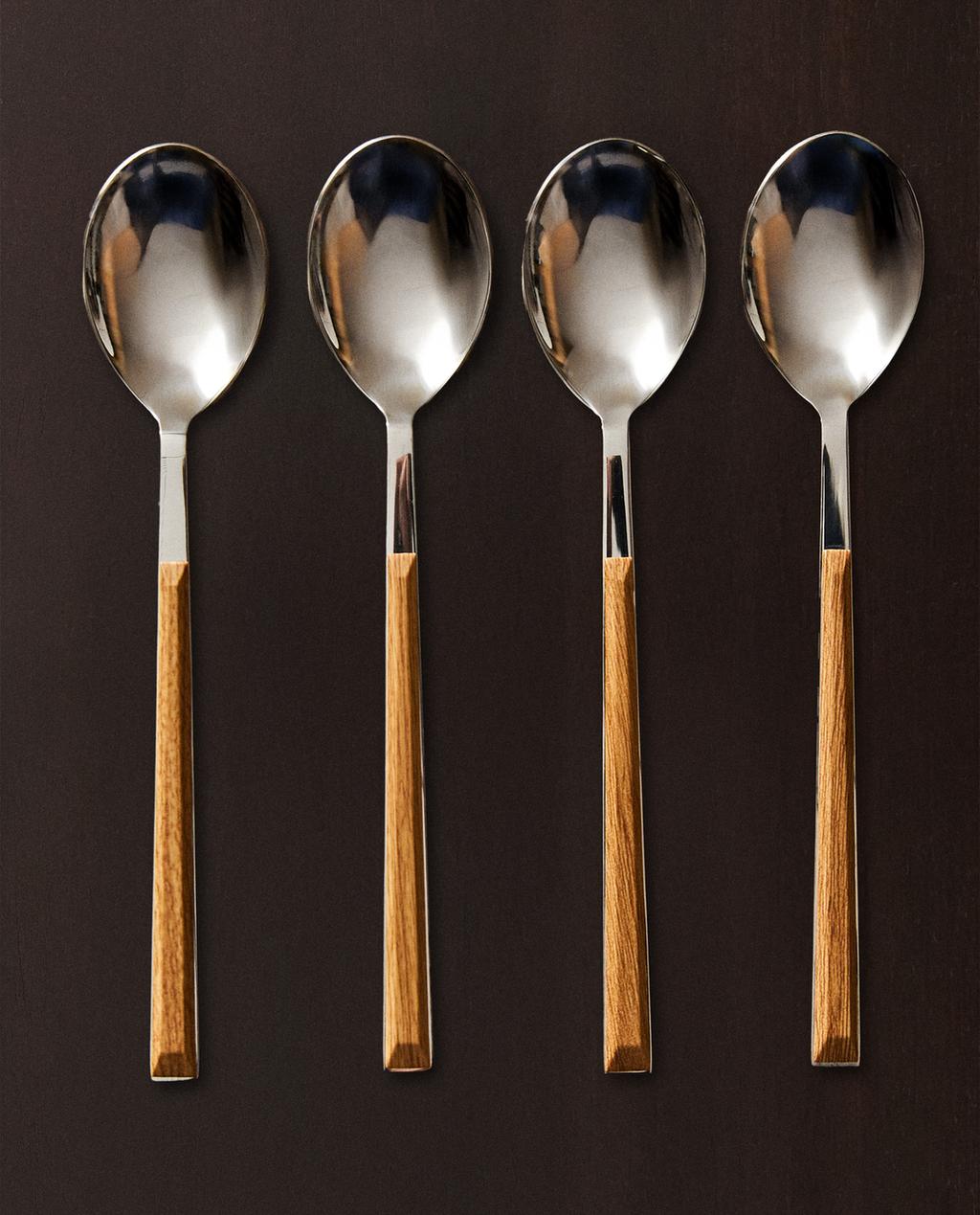 PACK OF SPOONS WITH WOOD-EFFECT HANDLES (PACK OF 4)