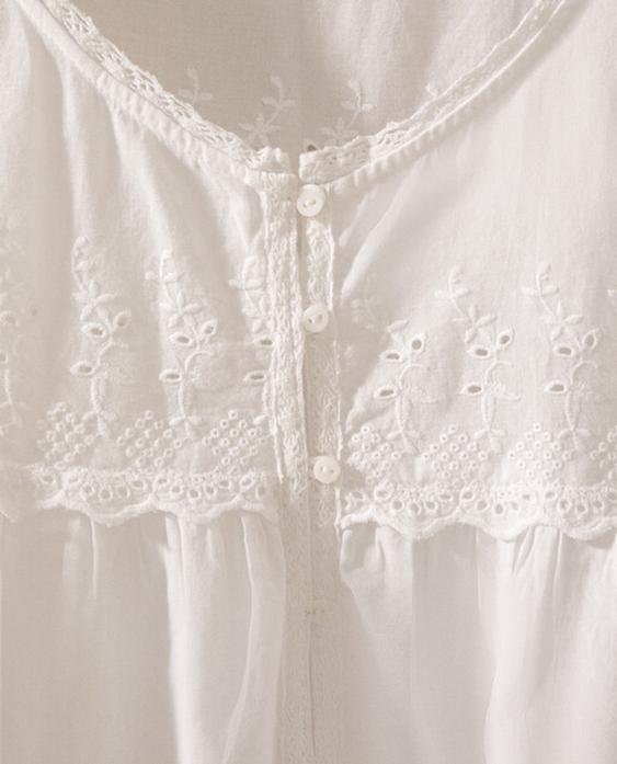 CHEMISE DE NUIT COTON BRODERIES