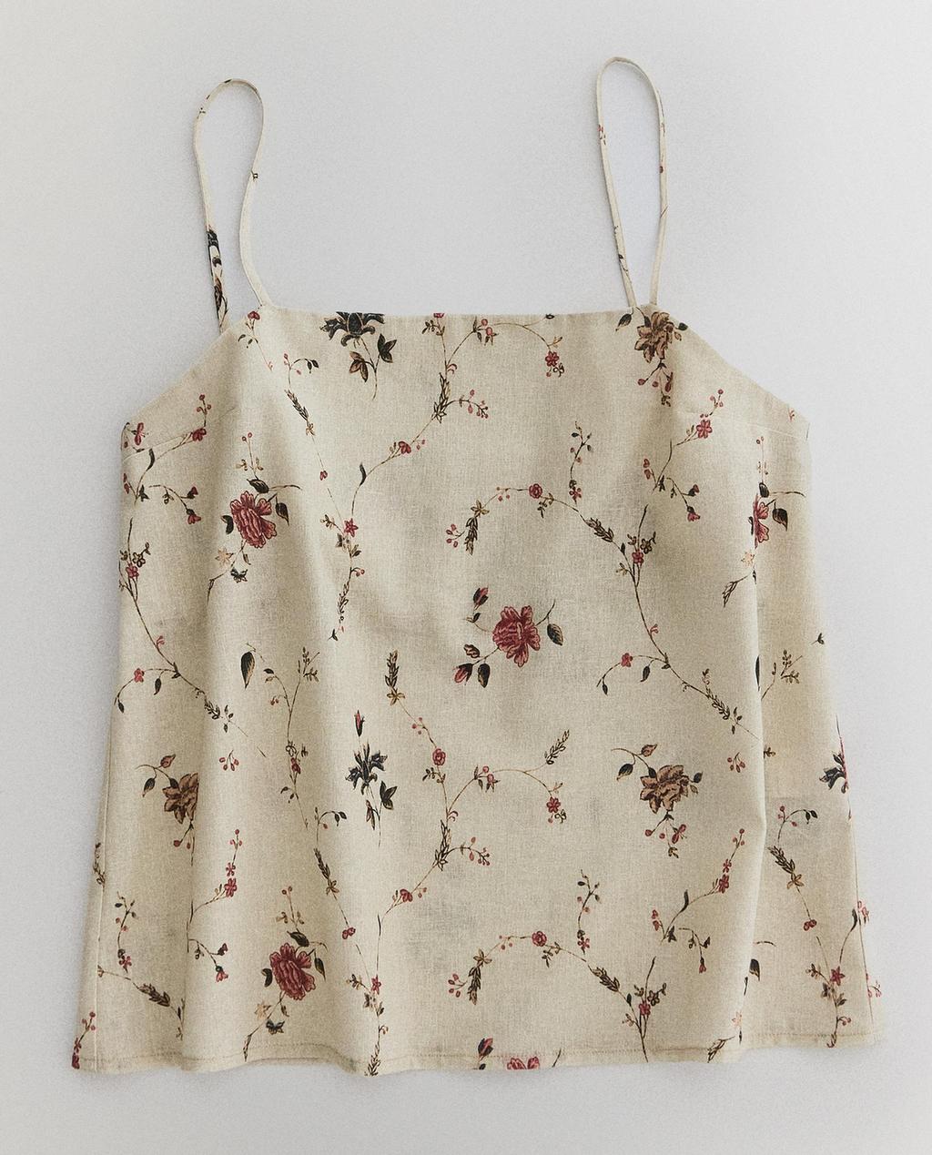 FLORAL PRINT LINEN AND COTTON TOP | KATHARINE POLE