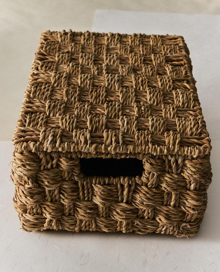 RECTANGULAR SEAGRASS BASKET WITH LID