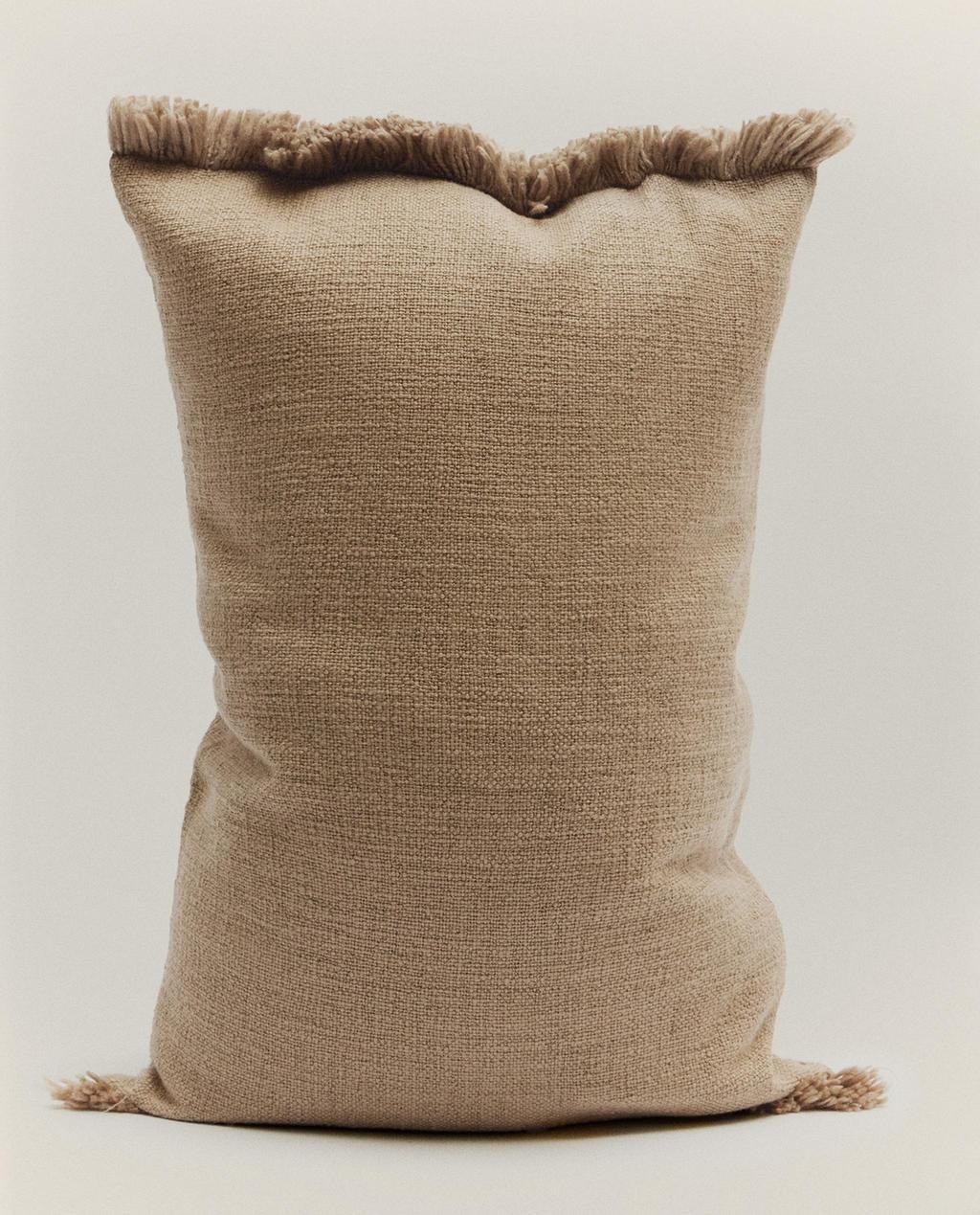 HOUSSE DE COUSSIN RAYURES FRANGES