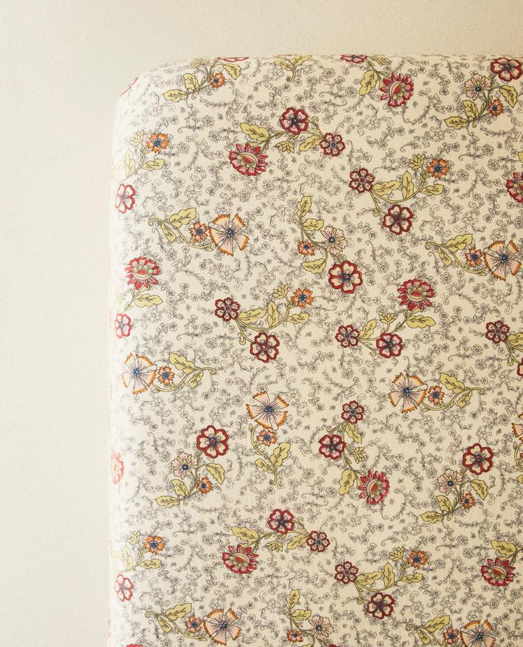 KIDS' FLORAL COTTON FITTED SHEET