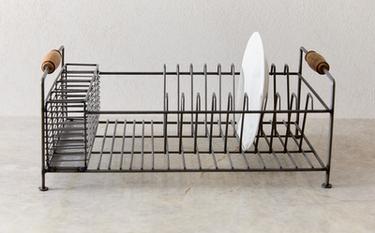 IRON AND ACACIA WOOD DISH DRAINER