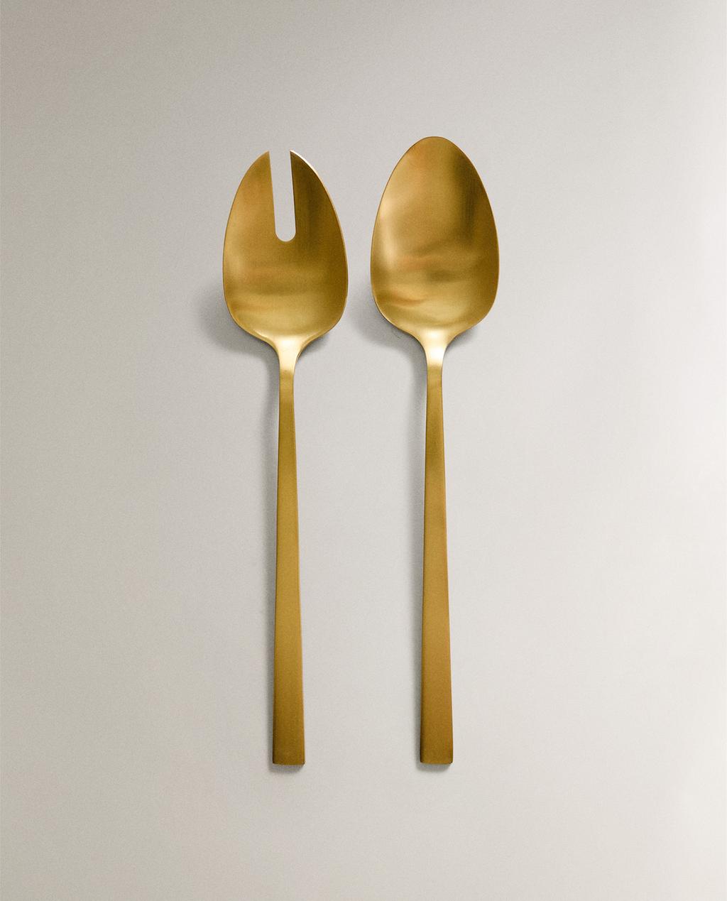 SALATBESTECK AUS GOLDENEM STAHL (2ER-SET)