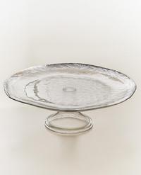 PLAT EN VERRE RELIEF FILET ARGENTÉ
