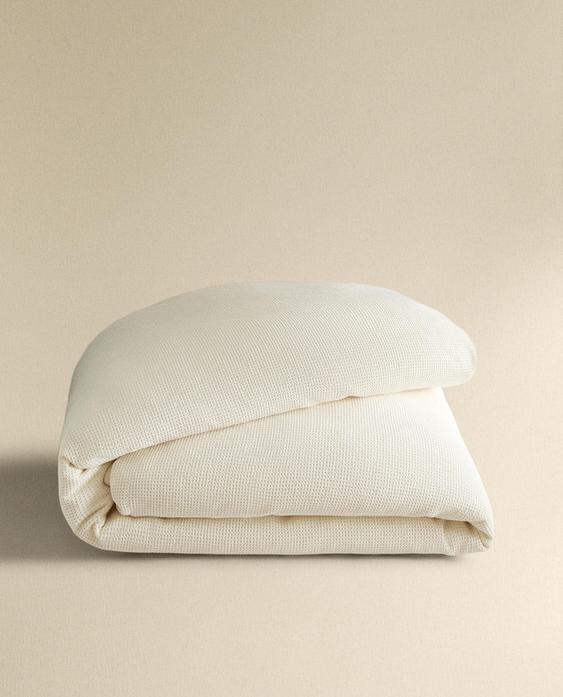 MINI WAFFLE-KNIT COTTON DUVET COVER