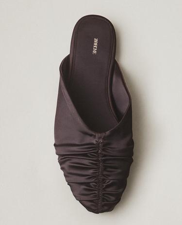 PLEATED SATEEN MULES
