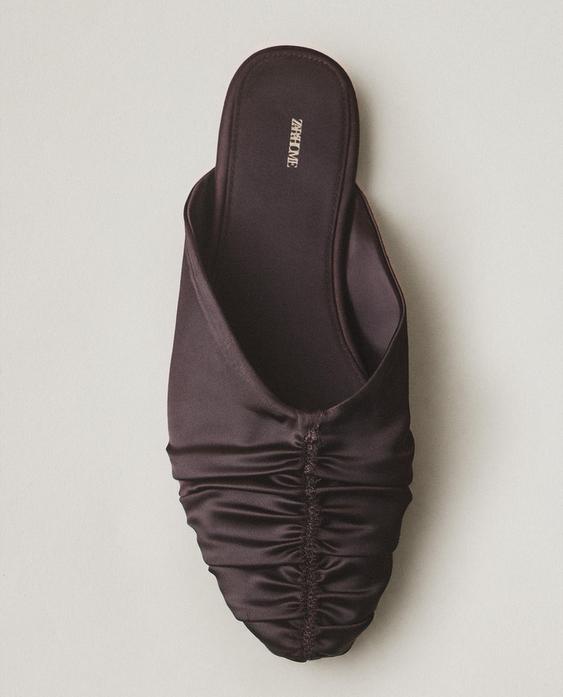 PLEATED SATEEN MULES