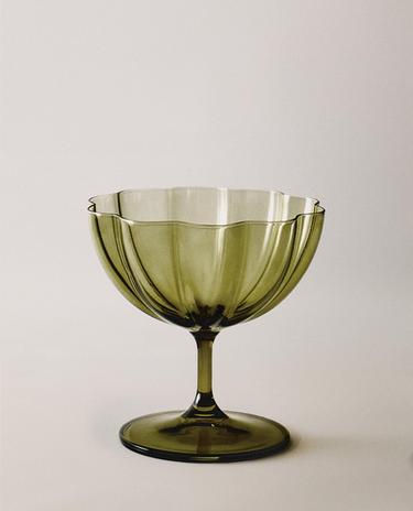 COUPE À GLACE EN VERRE ONDULÉ