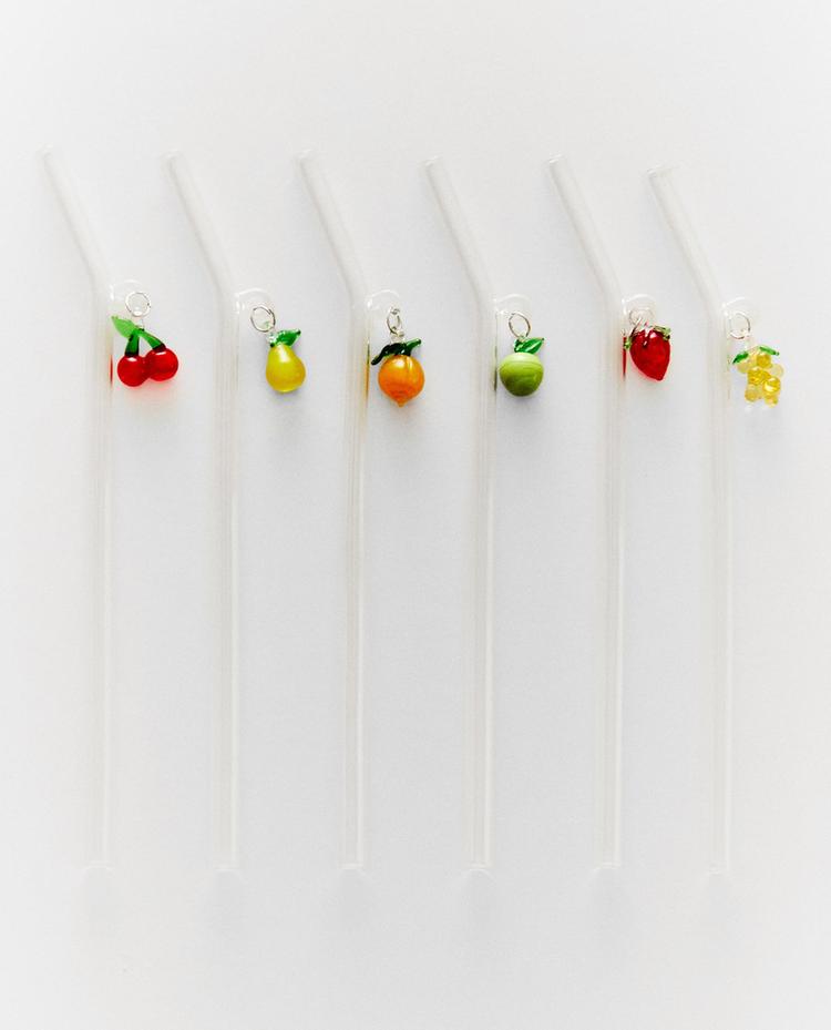 PACK OF FRUIT BOROSILICATE GLASS STRAWS (PACK OF 6)