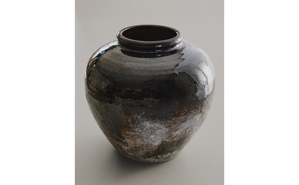 MEDIUM ENAMELLED STONEWARE VASE