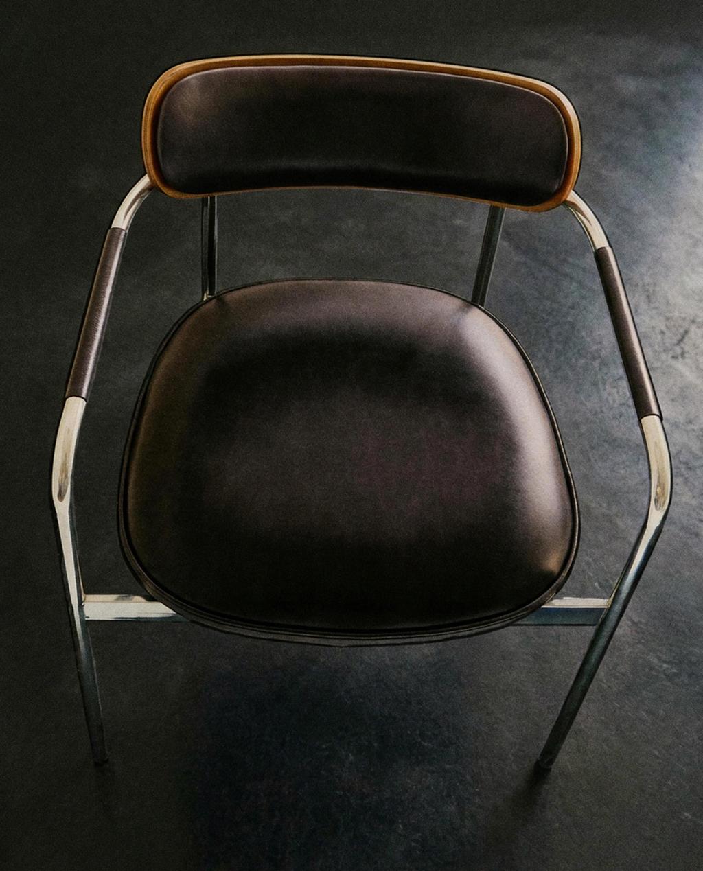 LEATHER AND STAINLESS STEEL CHAIR