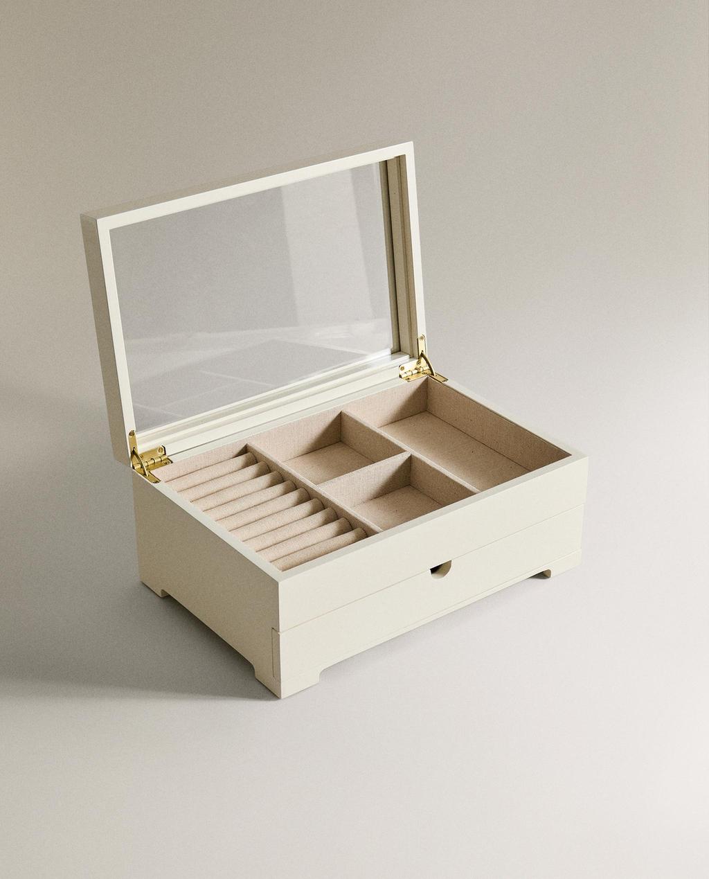 SMALL LACQUERED JEWELLERY BOX WITH LID AND DRAWER