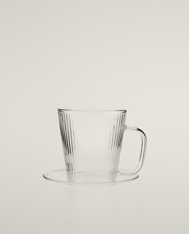 BOROSILICATE GLASS COFFEE CUP AND SAUCER