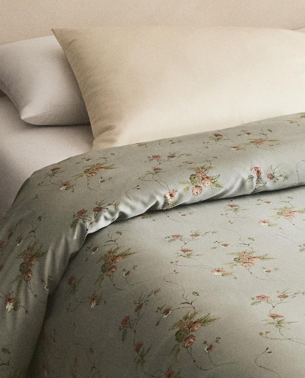 FLORAL BRANCH SATEEN DUVET COVER (300 THREAD COUNT)