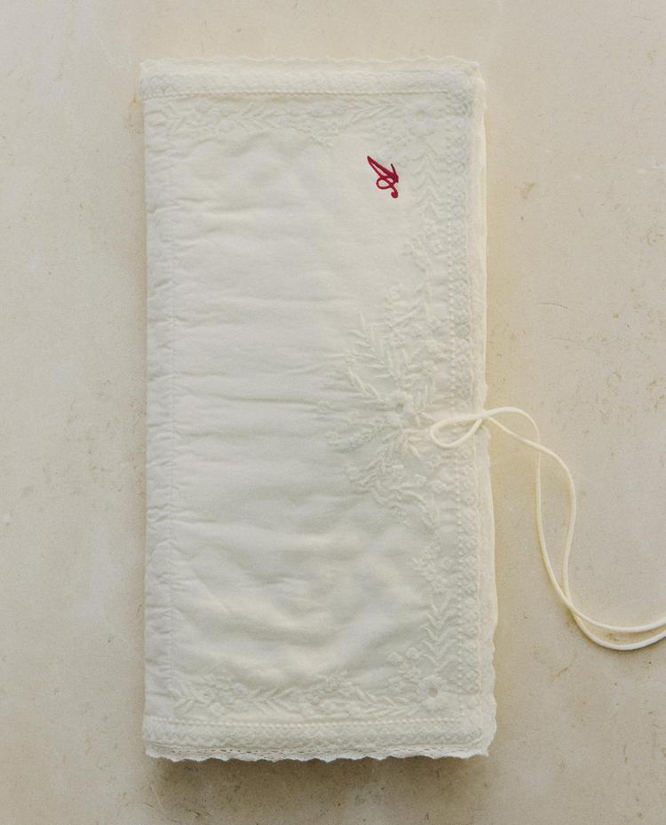 EMBROIDERED COTTON LINGERIE BAG
