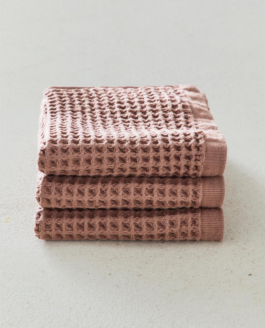 WAFFLE-KNIT COTTON HAND TOWEL (PACK OF 3)