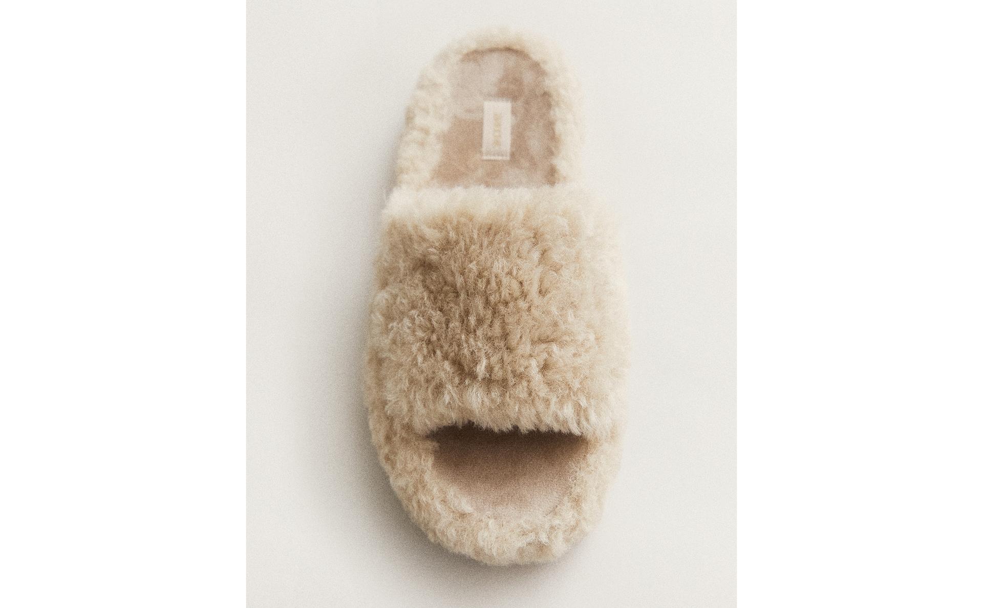 FLATFORM SLIDES WITH FAUX SHEARLING