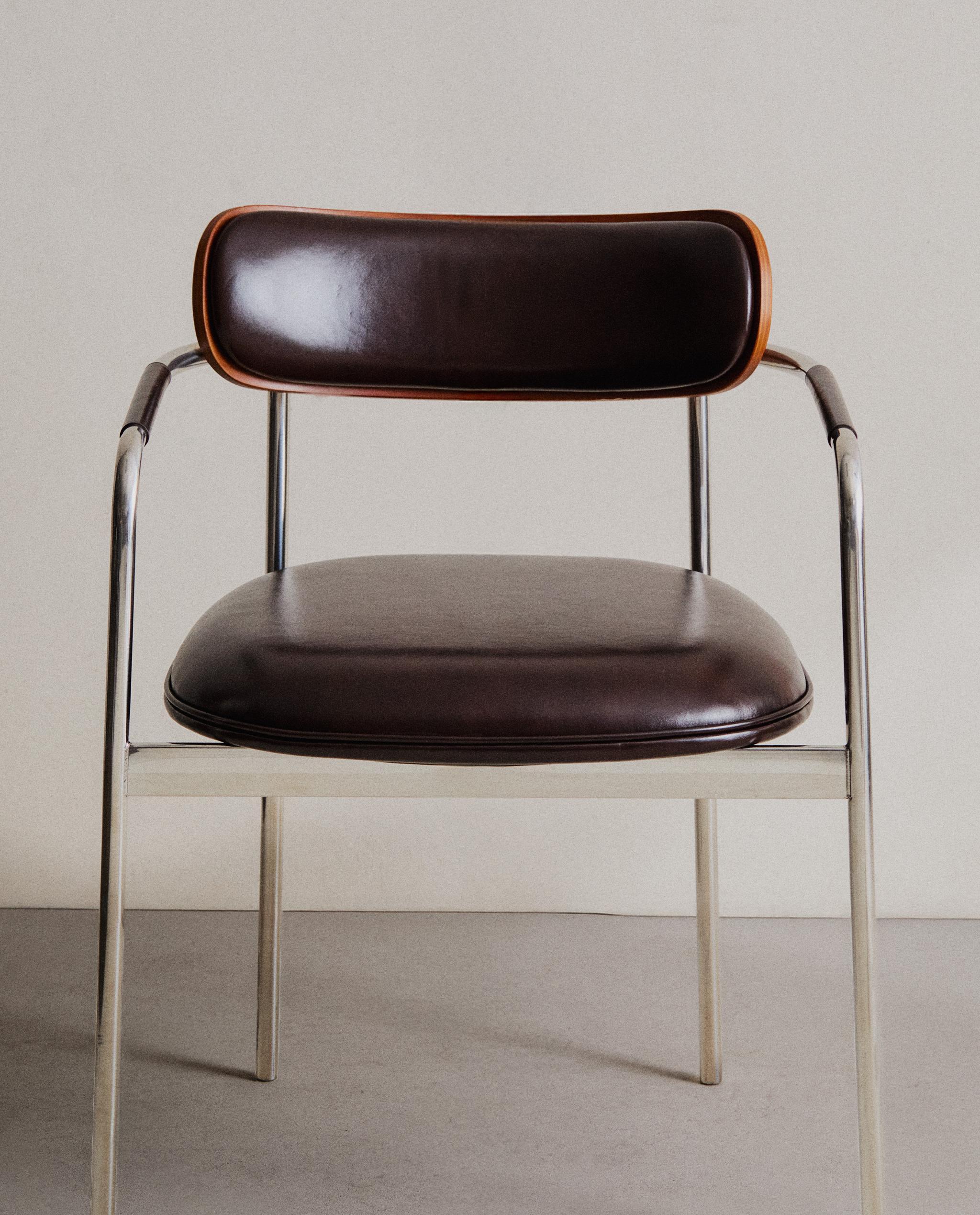 LEATHER AND STAINLESS STEEL CHAIR | Zara Home United States of America
