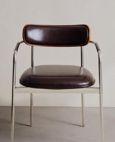 SILLA PIEL Y ACERO INOXIDABLE