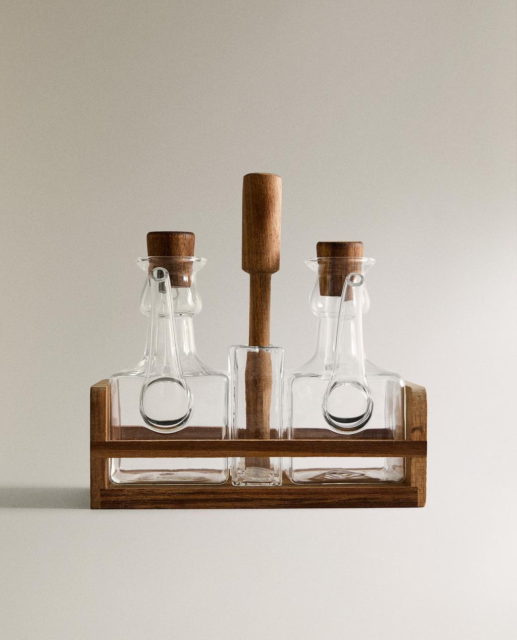 ENSEMBLE HUILIERS BOROSILICATE BOIS