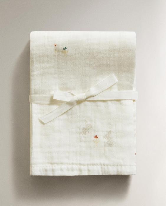 EMBROIDERED BABY MUSLIN CLOTHS (PACK OF 2)