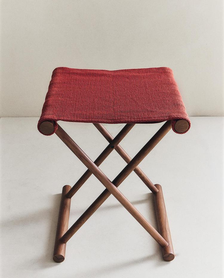 SGABELLO PIEGHEVOLE LEGNO E COTONE