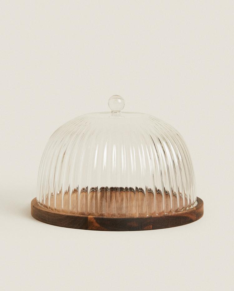 BOROSILICATE WOODEN CAKE DISH