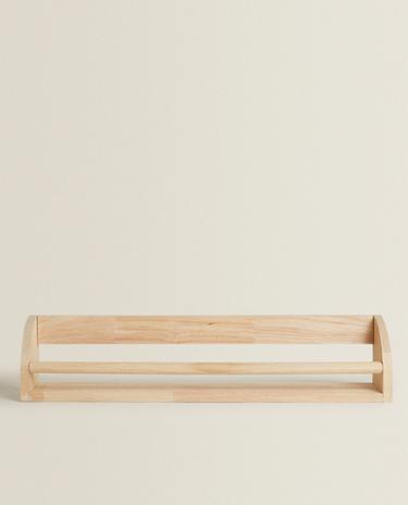 KIDS' WOODEN SHELF WITH FRONT BAR