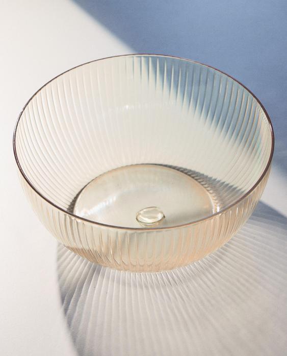 STRIPED ACRYLIC SALAD BOWL