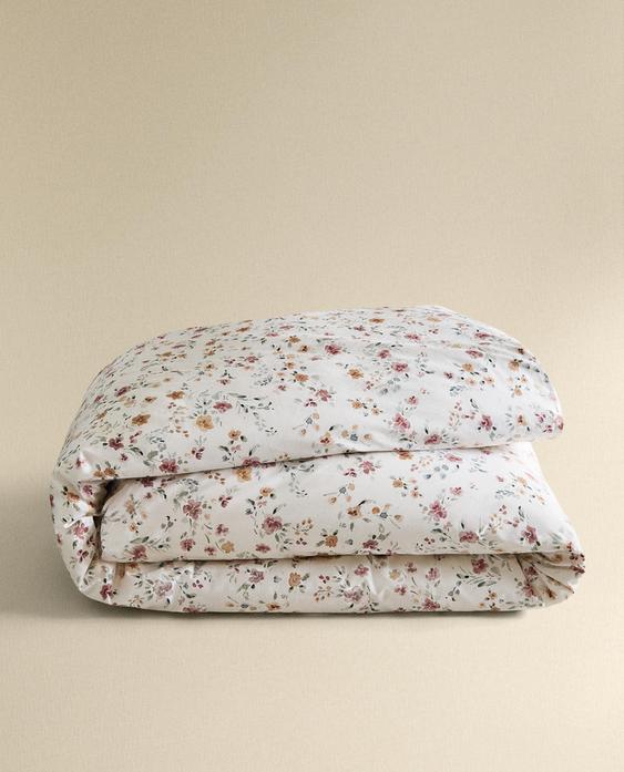 FLORAL COTTON PERCALE DUVET COVER (200 THREAD COUNT)