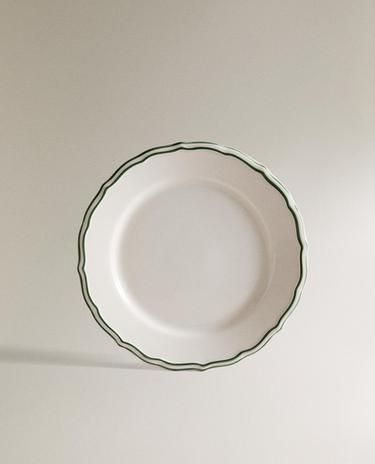 EARTHENWARE DESSERT PLATE WITH CONTRAST EDGE