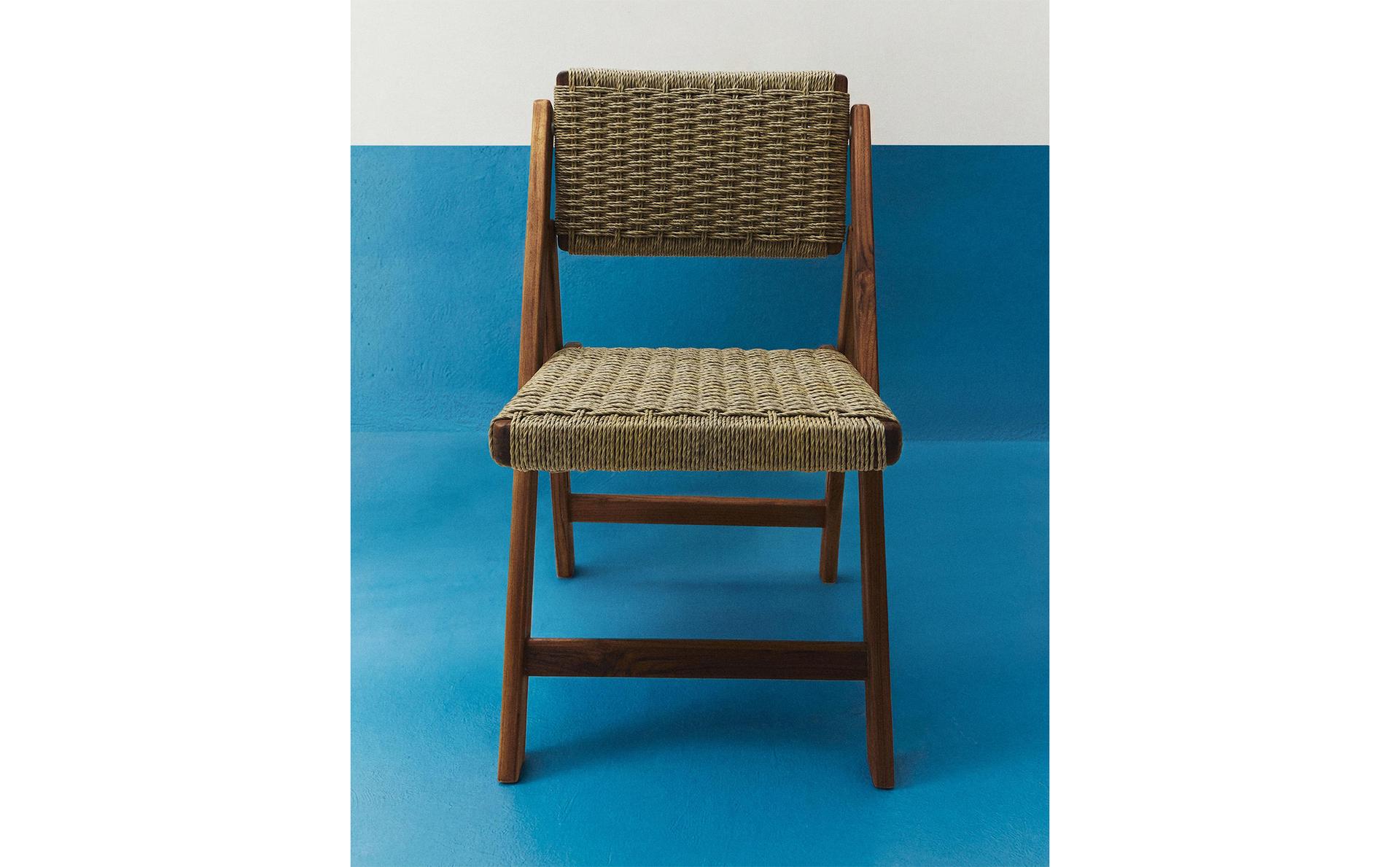 SILLA PLEGABLE EXTERIOR TECA TRENZADA